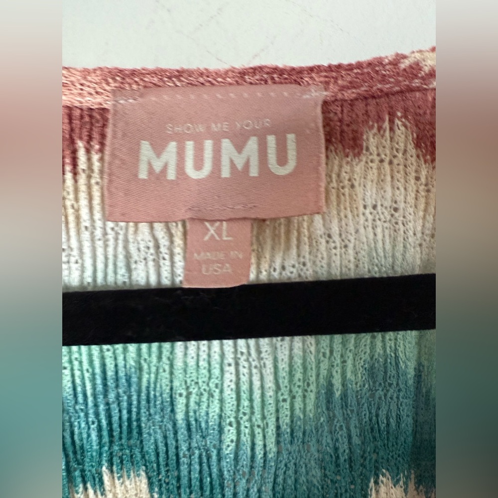 Show Me Your Mumu Chevron Stripe Knit Midi Dress with Tie & Bell Sleeves - Picture 7 of 7